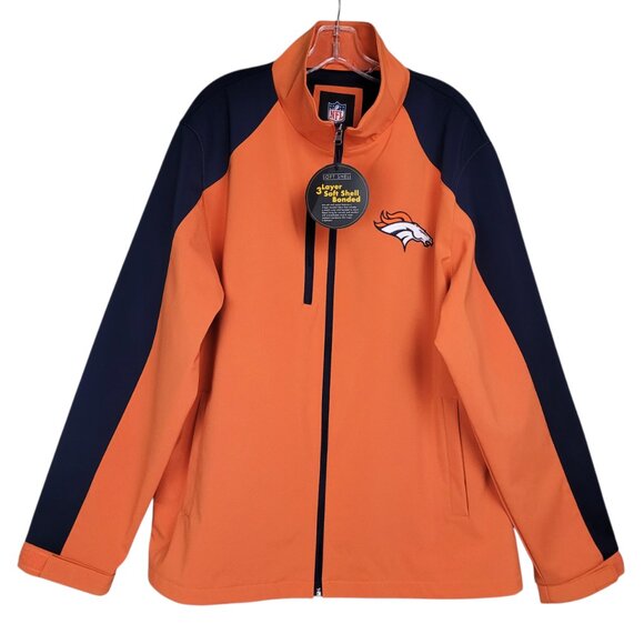 NFL Denver Bronco Jacket Men's XL Orange Blue Soft Shell Wind Rain Resistant - Picture 16 of 16